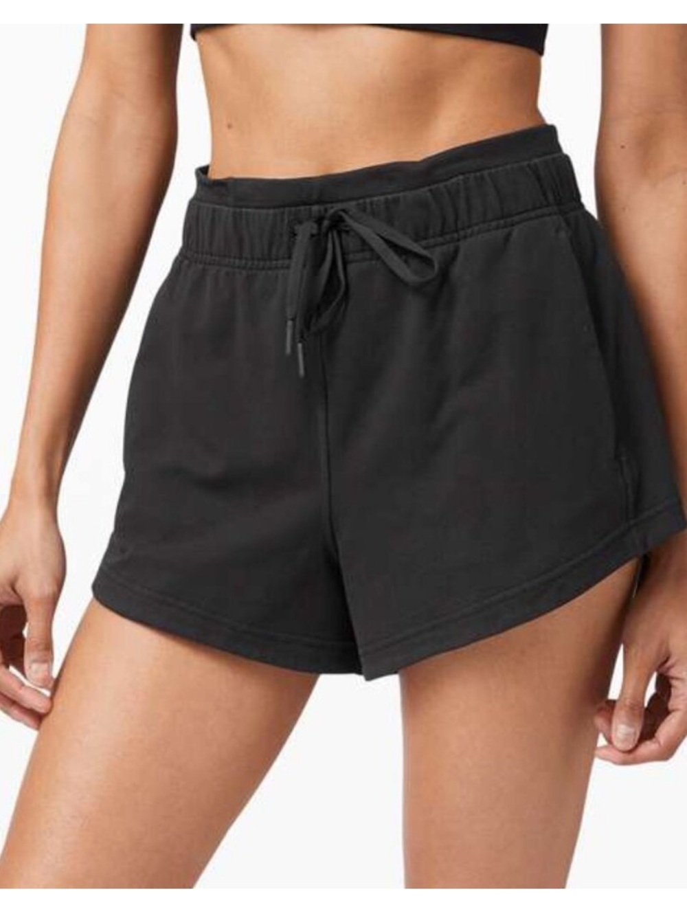 Lululemon W7BDRS Women's Sz 6 Black Inner Glow 3" French Terry Shorts Athlesuire
